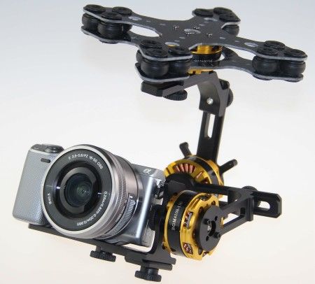 (image for) 3-Axis Gimbal Kit + 4x 4108 Motors for Sony NEX ILDC for FPV