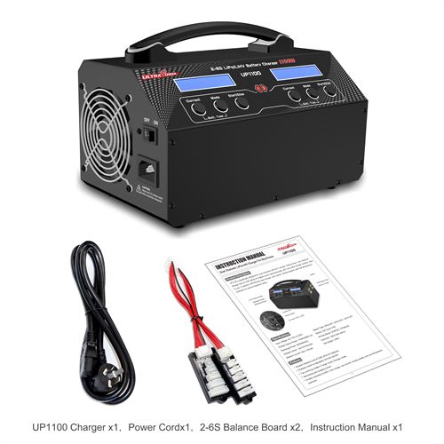 Ultra Power UP1100 2-6S 1100W 22A Dual Channel Intelligent Charger For RC Drone LiPo/LiHV Battery Charing