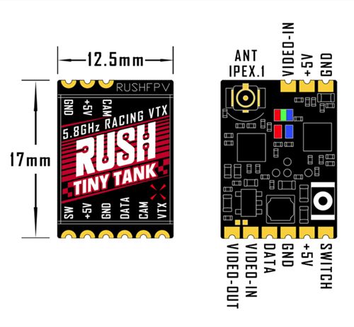 RUSH TinyTANK Tiny TANK 5.8G 48CH PIT/25/100/200/350mW TBS SmartAudio 5V Racing VTX For FPV Drones