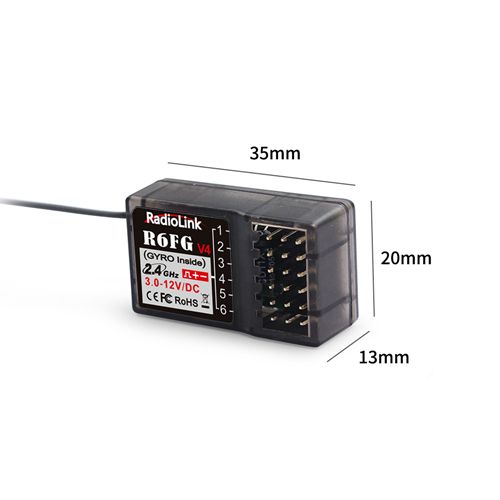 Radiolink R6FG V4 2.4GHz 6 CH FHSS Receiver High Voltage Gyro Integrated For RC4GS RC3S RC4G T8FB RC6GS Transmitter 
