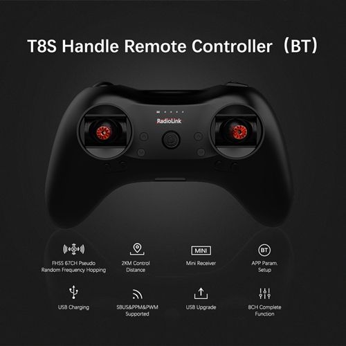 Radiolink T8S FHSS 8CH Bluetooth Version RC Handle Transmitter with R8FM 2.4GHz Receiver for RC Drone