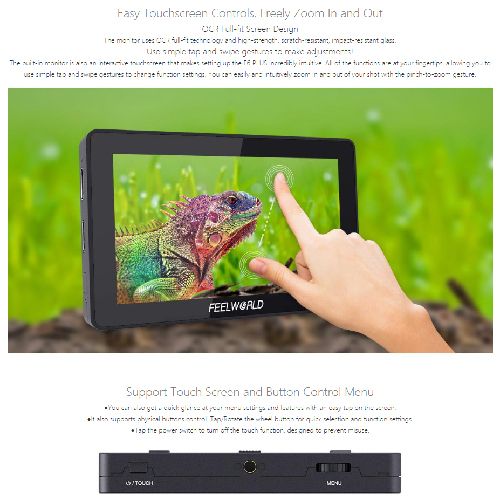 FEELWORLD F6 PLUS 5.5 Inch on DSLR Field Monitor 3D LUT Touch Screen IPS FHD 1920x1080 Video Focus Assist Support 4K HDMI