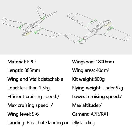 X-UAV TJL Mini Goose 1800mm Wingspan EPO Fixed Wings RC Airplane Frame Kit Plane Drone Helicopter Toy