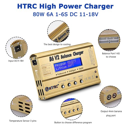 HTRC IMAX B6 V2 80W Balance Charger Digital Discharger For LiHV LiIonLiFe NiCd NiMH PB Battery LiPo Charger