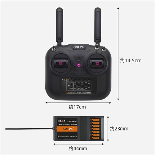 Hotrc HT-6A 2.4G 6CH RC FHSS Transmitter and 6CH Receiver With Box Used For FPV Drone RC Airplane RC Car RC Boat