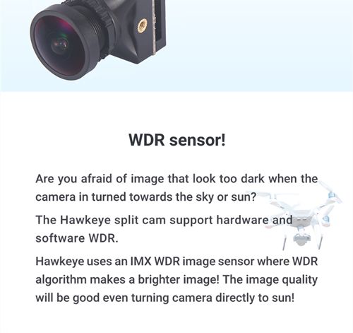Hawkeye Firefly 4K Split Camera Mini WDR Sensor With Low Latency TV Output For HD Recording DVR RC FPV Drone