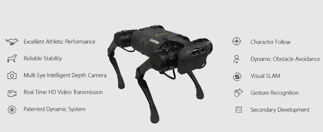Unitree A1 robot dog quadruped with autonimus computer vision
