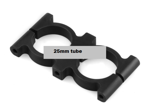 Aluminum dual tube clamp for 25 mm tube