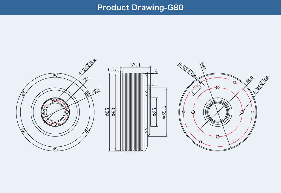 G80 Series Inrunning Gimbal Motor BGC with controller board inside