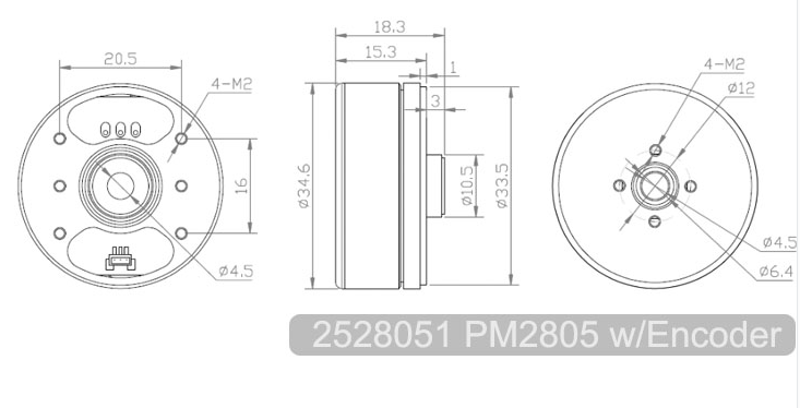 Encoder Motor PM2805 AS5048A or 5600 encoder