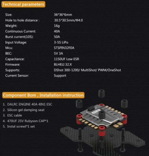 (image for) DALRC ENGINE 40A 4IN1 ESC BLheli32 Firmware
