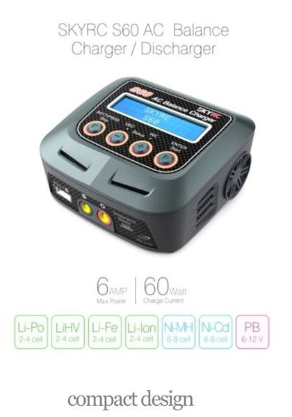 (image for) SKYRC S60 60W 6A AC Balance Charger / Discharger RC Cars - Click Image to Close
