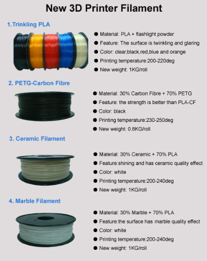 Printing Materials 3D printing Filament PEGT-Carbon Fibre filament 3.0mm all Color