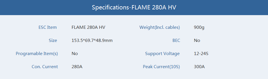 (image for) T-motor FLAME 300A 12-24s 600HZ NO BEC waterproof Brushless ESC