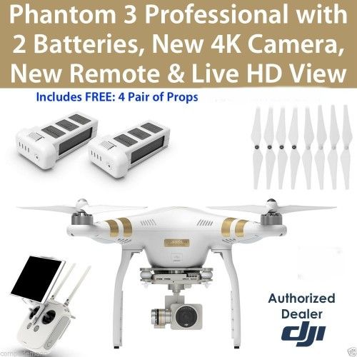 DJI Phantom 3 4K camera 2BATTER RC Drone QuadCopter RTF GPS FPV