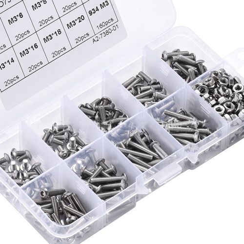 stainless steel 304 hex screw and nut 340pcs M3*5-20mm kit