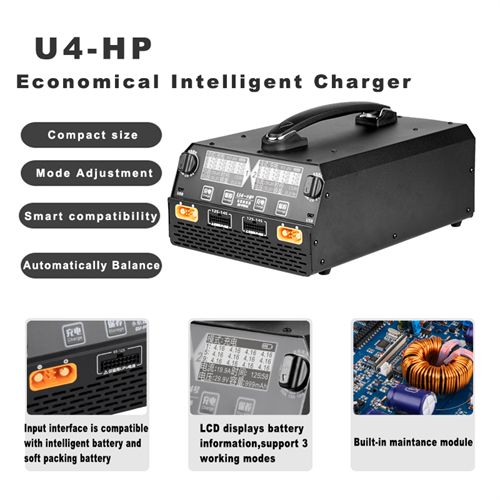 EV-PEAK U4-HP 2400W 25A Plant Protection Machine Charger Dual Channel 6-14S Smart Lithium Battery Charger