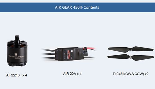 T-Motor AIR GEAR 450II Power Kit 2216 920KV Motor + T1045 V2 Propeller + AIR 20A ESC For Four-axis Multi-rotors Drone